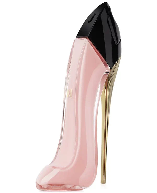 Perfume bottle designed like a high-heeled shoe on a white background