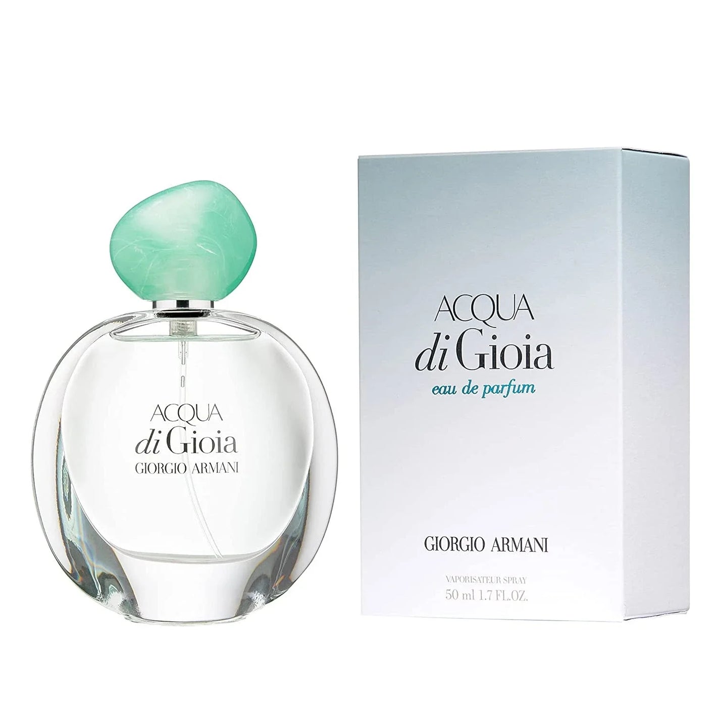 Acqua di Gioia perfume bottle and packaging on a white background