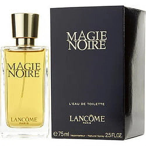 Lancome Magie Noire perfume bottle and packaging on a white background