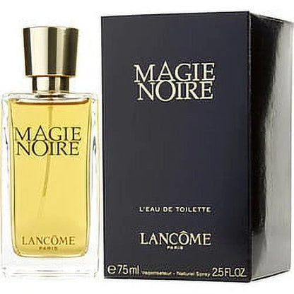 Lancome Magie Noire perfume bottle and packaging on a white background