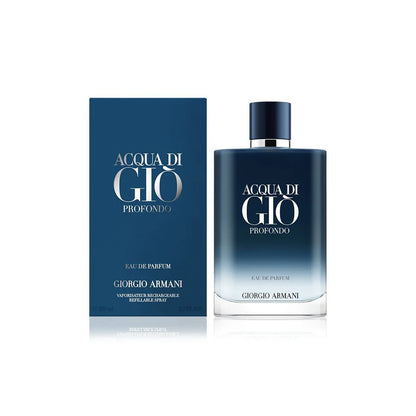 Giorgio Armani Acqua di Giò Profondo Eau de Parfum bottle and packaging on a white background