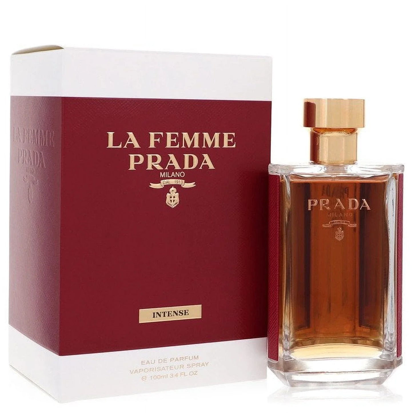 Prada La Femme perfume bottle and packaging on a white background