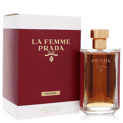Prada La Femme perfume bottle and packaging on a white background