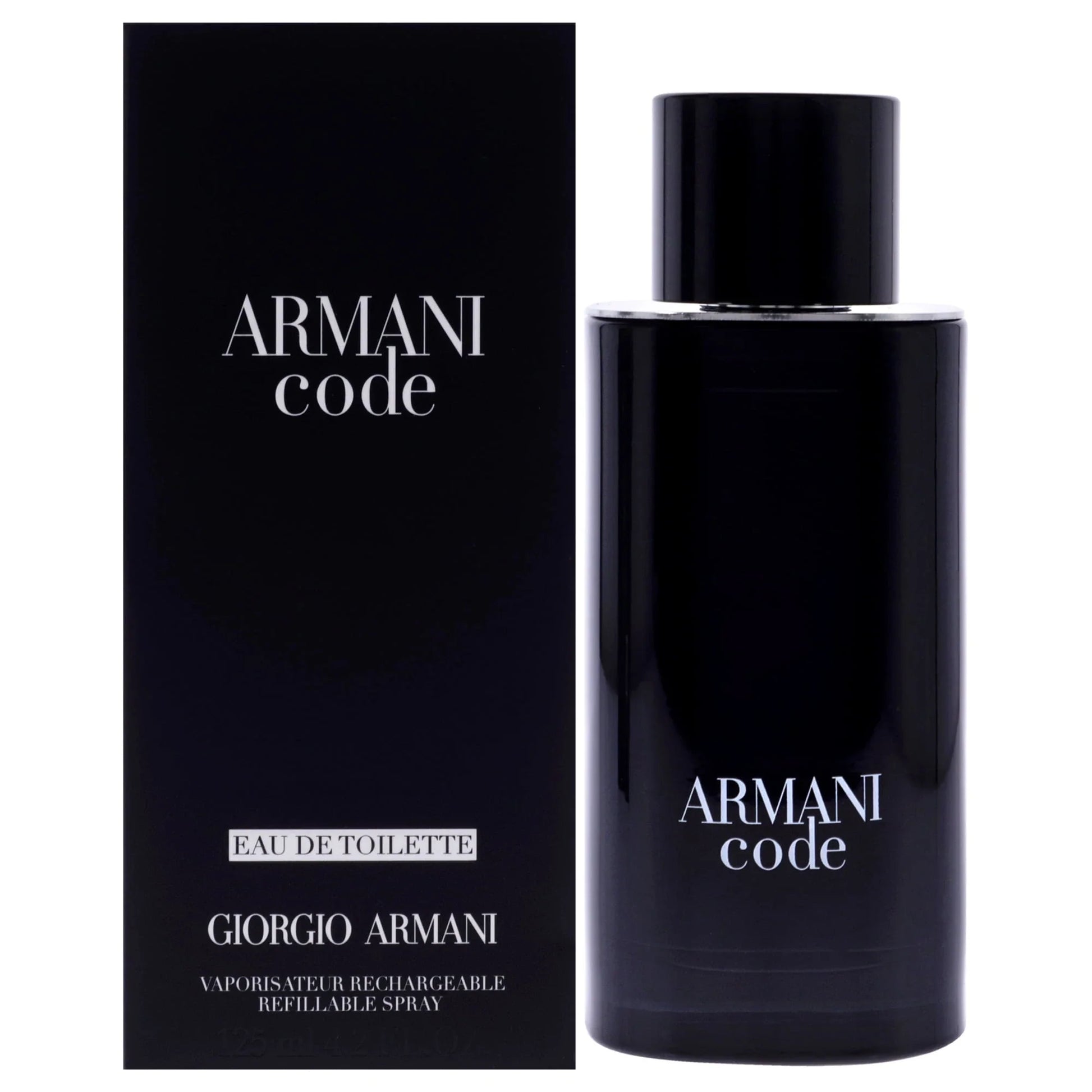 Armani Code perfume bottle and packaging on a white background