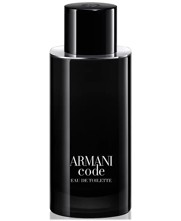 Black Armani Code Eau de Toilette bottle on a white background
