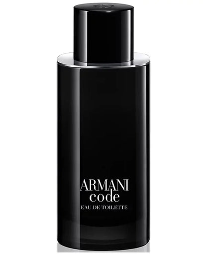 Black Armani Code Eau de Toilette bottle on a white background