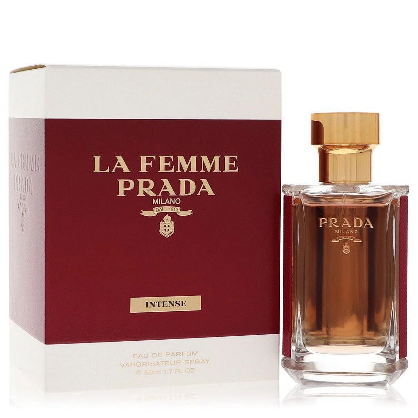 Prada La Femme perfume bottle and packaging on a white background