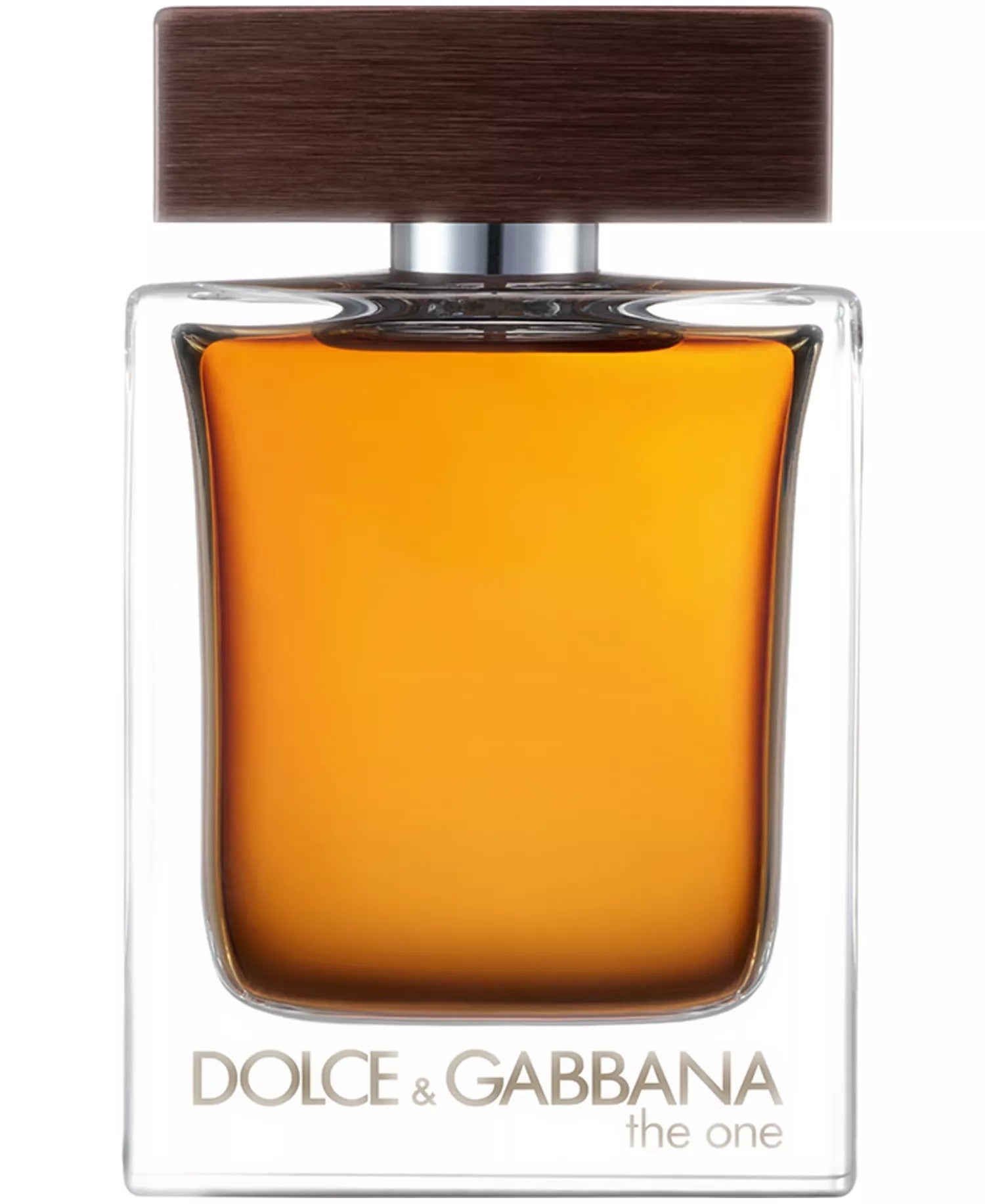 Dolce & Gabbana perfume bottle with brown cap on a white background