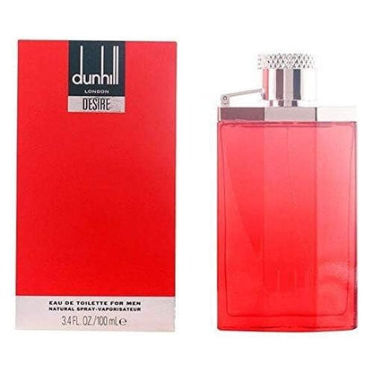Dunhill Desire red perfume bottle and packaging on a white background