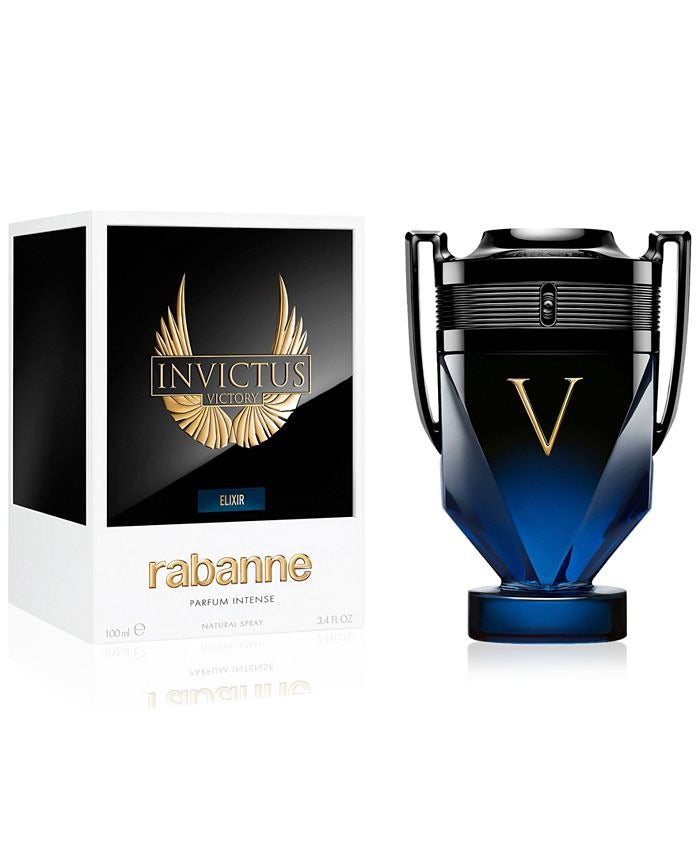 Rabanne Invictus perfume bottle and packaging on a white background